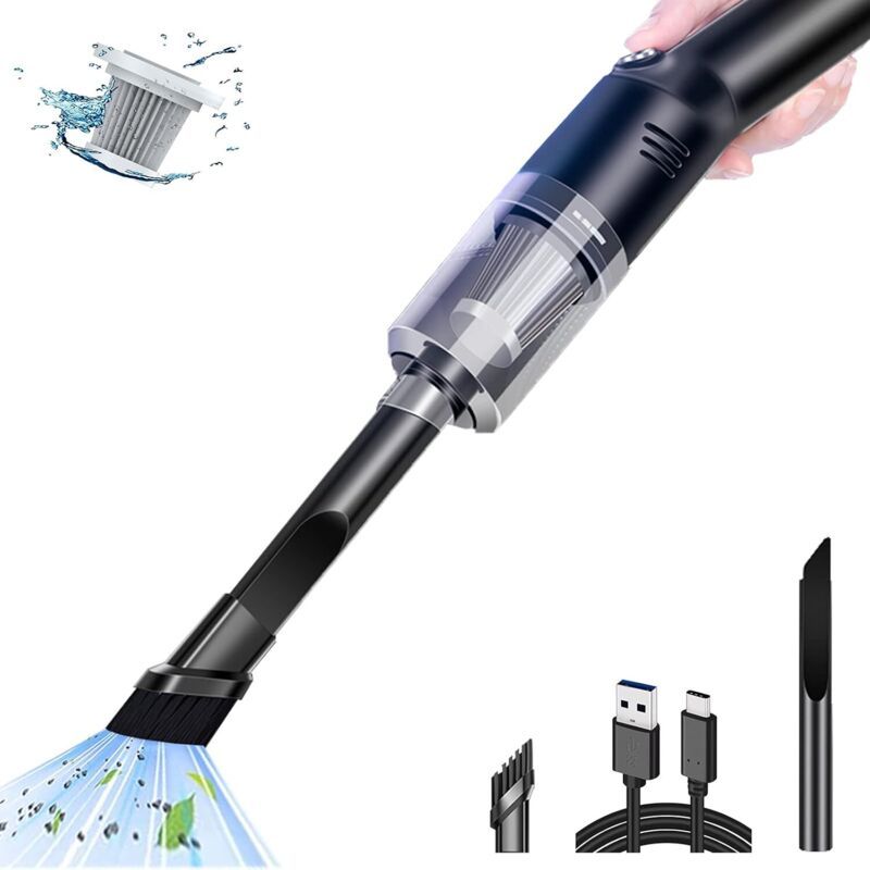 Aspirateur Voiture, Aspirateur De Table Sans Fil（400g, Mini Aspirateur A Main,4500pa Petit Aspirateur Portable Et Puissant,pour Voiture/clavier/ordinateur/animaux Nettoyage
