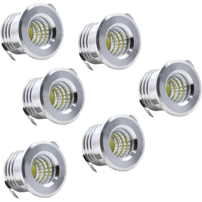 Aougo – Lot De 6 Mini Spots Encastrables Led Noirs – 3w Blanc Froid – Installation Simple Pour Plafonniers Et Armoires – Compatible 85-265v
