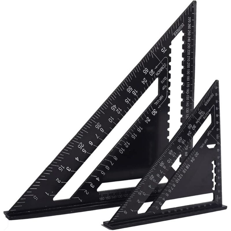 Equerre Menuisier Multifonctions 18cm Et 30cm, Triangle Métal Aluminium Règle Équerre Trusquin Guide Raporteur Angle 45 90 Degres/outillage Charpentier/outil Traçage Guidage Menuiserie Bois