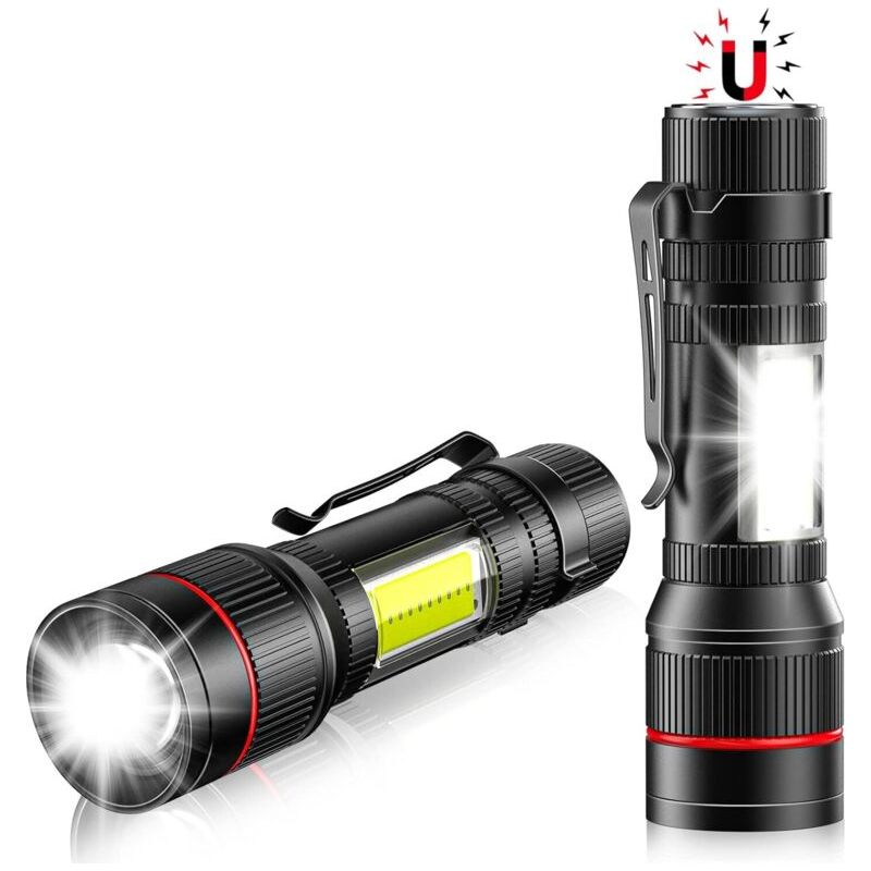 Petite Lampe Torche Led 2 Pièces, Aimant & Cob, Mini Lampes De Poche Usb Rechargeable Avec Clip En Acier, 3 Modes,étanche Pour Camping
