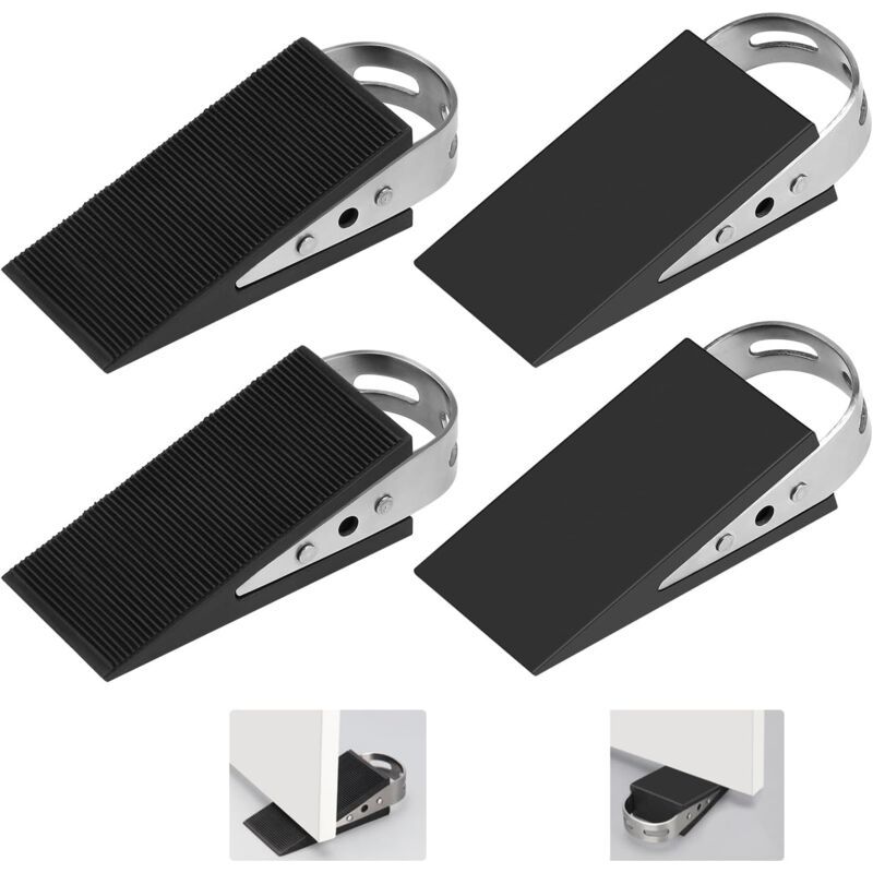 Cale De Porte En Caoutchouc, 4 Pièces Cale De Porte Cale-porte Mobile Protection De Porte Noir Cale En Caoutchouc Antidérapant