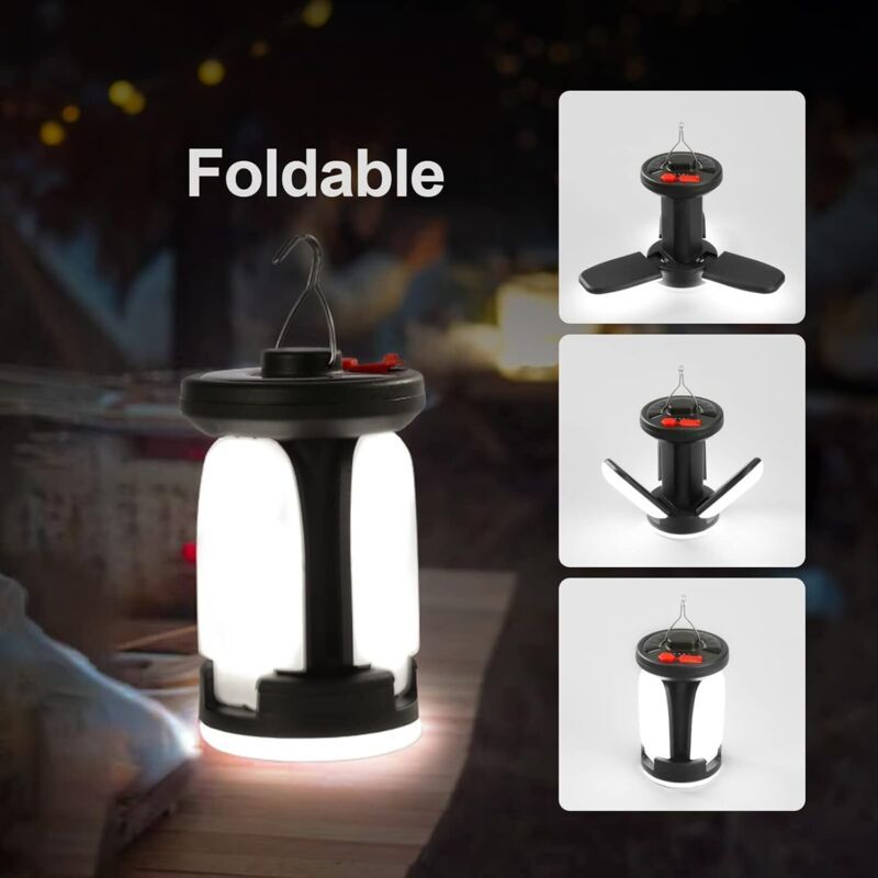 Aougo – Lampe Camping Solaire Rechargeable 1000lm – Batterie 4500mah – 6 Modes D'Éclairage – Protection Ip44 – Utilisation Comme Power Bank