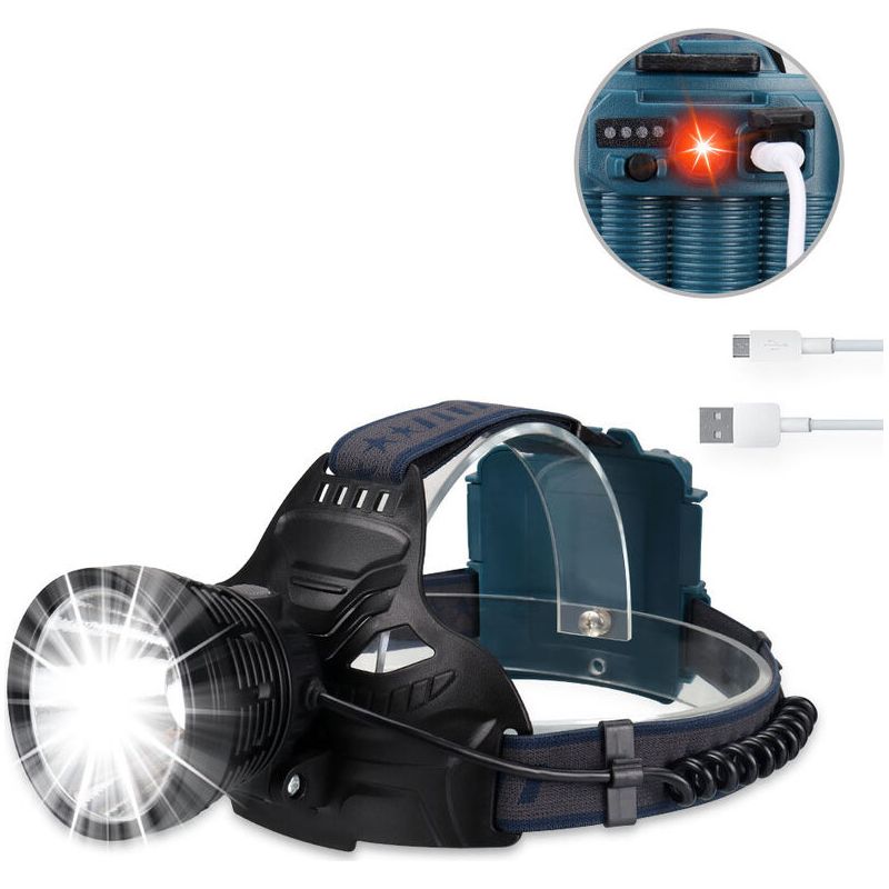 Lampe Frontale Led Rechargeable Pour Adultes, 50w Puissance, Lampe Frontale Super Lumineuse À 90 °, Réglable À 4 Modes, Étanche Ipx5, Lampe Frontale Rechargeable Par Usb, Pour Camping, Course