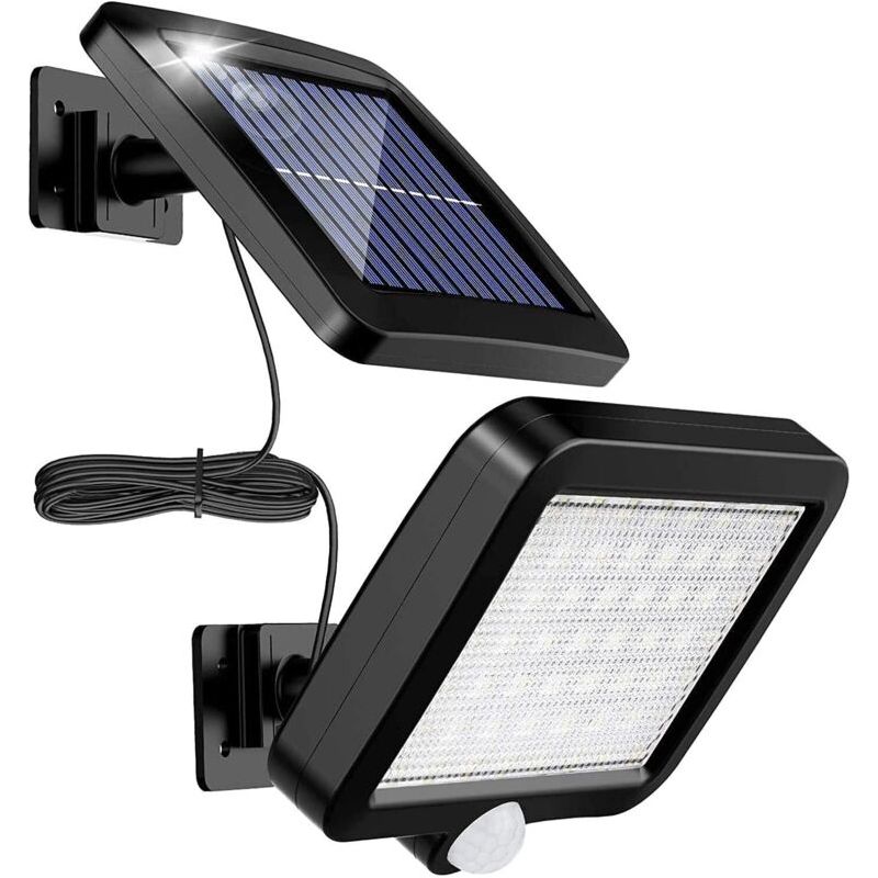 Aougo – Lampe Solaire D'Extérieur 56 Led – Détecteur De Mouvement – Angle D'Éclairage 120° – Ip65 – Câble 5 M Pour Installation Facile