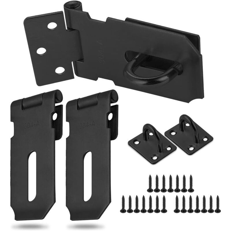 3 Pièces Moraillon De Cadenas Avec Vis,verrou De Porte Acier Inox,moraillon Loquet Pour Placard Tiroir Porte De Garage(moyenne Taille)