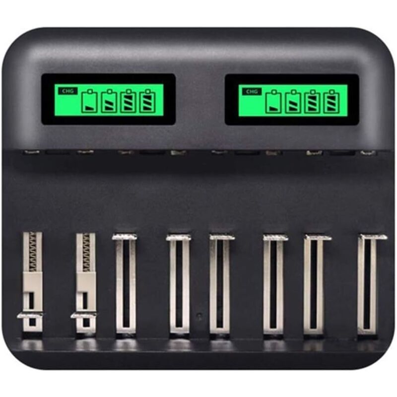 Chargeur De Piles Rapide Chargeur Intelligent Avec Ecran Lcd Claire Rétro-éclairé Pour Piles Rechargeables Aa/aaa