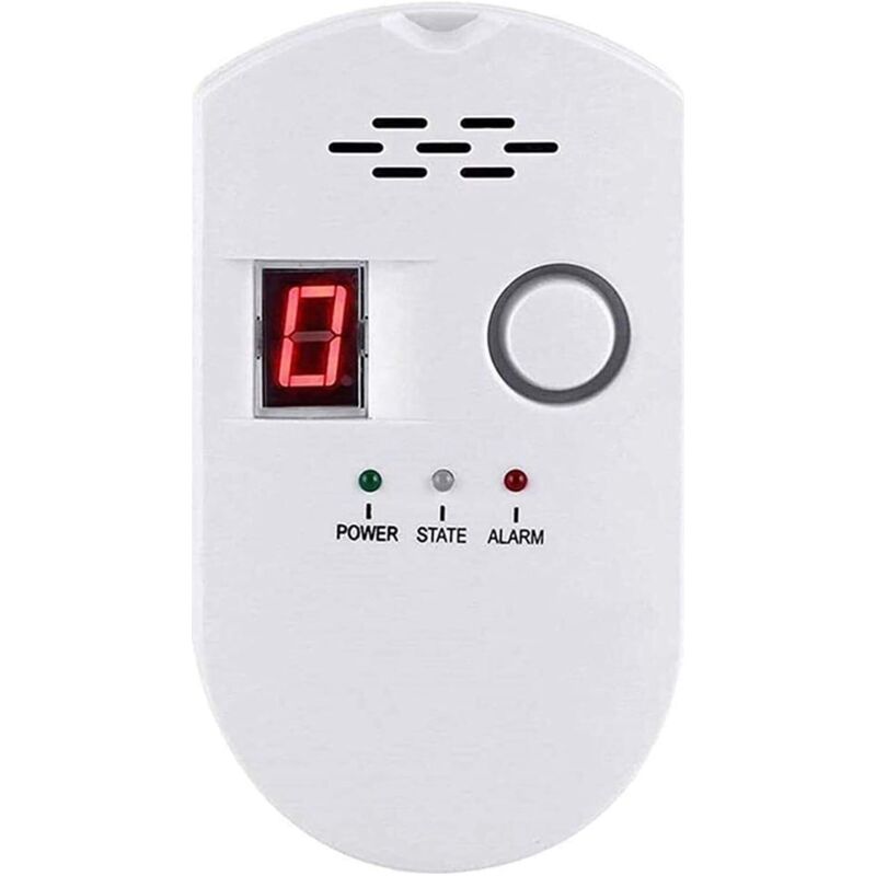 Aougo – Détecteur De Gaz Avec Alarme Sonore 85 Db – Affichage Numérique Led – Plug-and-play Pour Gaz Naturel Et Gpl – Conception Ignifuge