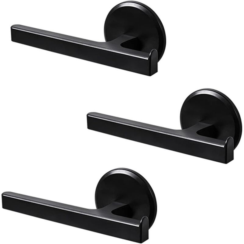 Porte-serviettes De Bain Porte-rouleau De Papier Toilette Porte-serviettes À Ventouse En Plastique Ensemble De Porte-serviettes De Bain Pour Salle De Bain Et Cuisine, Sans Perçage, Noir, 3 Pièces