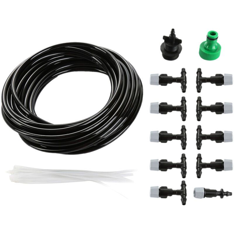 Sjlerst Système De Refroidissement À Brouillard D'Eau, Tuyau D'Arrosage Buse Sprinkler Jardin Patio Micro Set D'Irrigation, Jardin Extérieur Kit D'Irrigation Goutte À Goutte Micro 10m