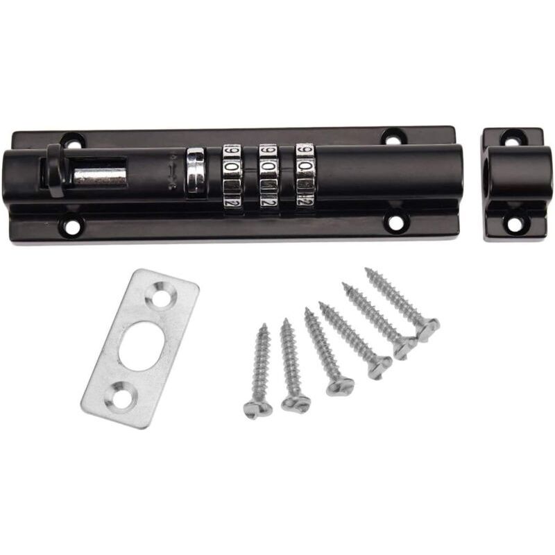Verrou De Porte À Code Mécanique Serrure Verrouillage Portail À Combinaison Sans Clé Vis De Fixation Pour Armoire Jardin Garage Noir