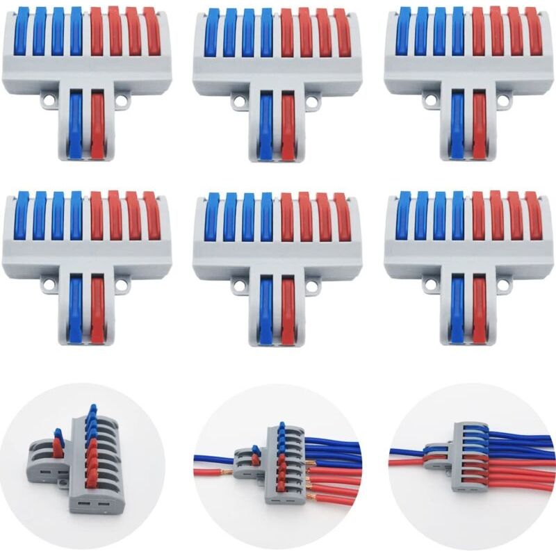 Bornes De Connexion, Spl-82 6 Pcs Connecteurs Électriques, Levier-écrou Fil Connecteurs, Connecteur De Fil Compact (2 In 8 Out)
