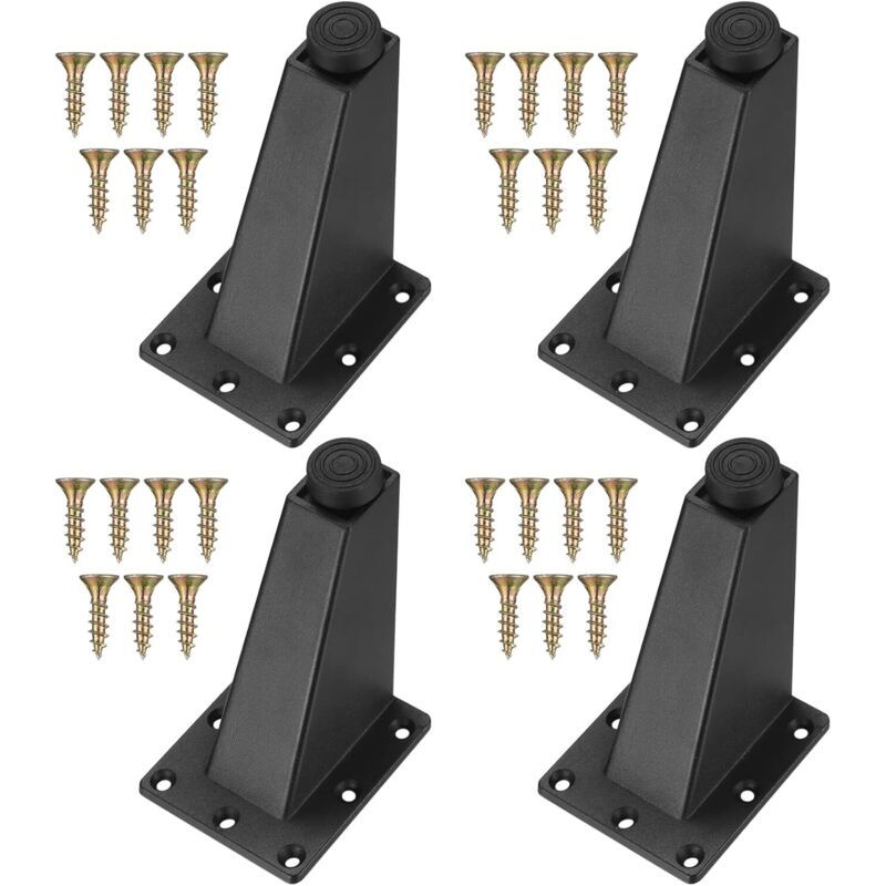 6 Pièces Pieds Réglables Meubles, Jambes De Table Noir Metal Pour Table Armoires Cuisine Canapé Bureau, 92mm