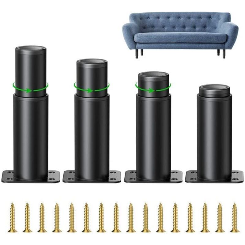 Aougo – Pieds De Meubles Réglables En Acier Inoxydable – Hauteur 0 À 40 Mm – Lot De 4 – Installation Facile Avec Vis – Capacité 800 Kg