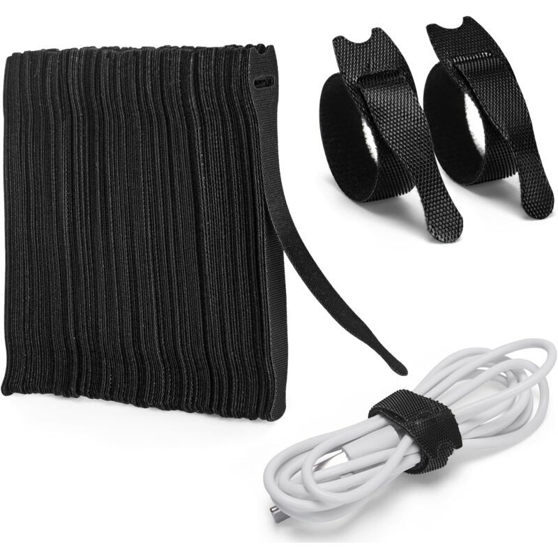 Lot De 120 Serre Câble En Nylon, [150 Mm X 12 Mm] Attaches De Câble Réglables Avec Crochet Et Boucle, Gestion Des Câbles