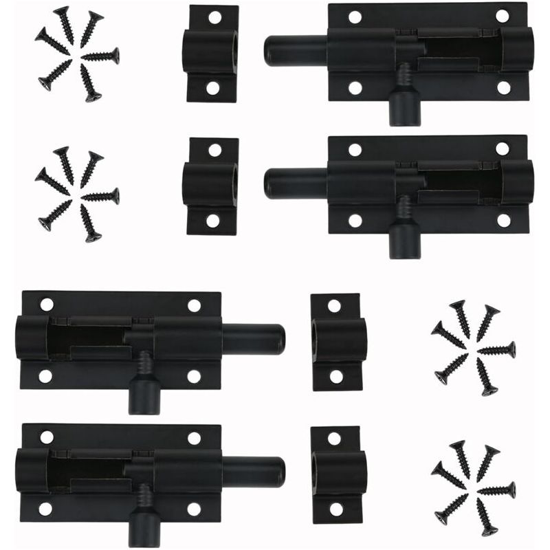4 Pièces Verrou Targette De Porte, Loquet De Porte À Boulon, Loquet Coulissant Noir, Loquet Avec Vis
