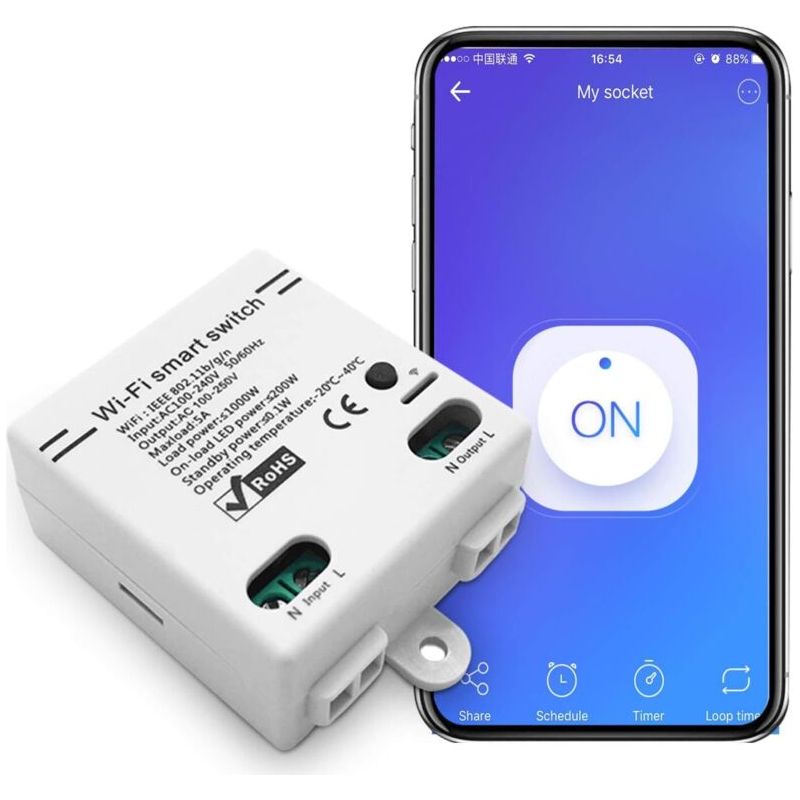 Wifi Smart Switch Intelligent Télécommande Universelle Sans Fil Commande Vocale Avec Minuterie Commutateur Diy 2.4g Wifi Commutateurs À Distance Compatible Avec Alexa, Google Assistant, Ifttt(1 Pack)
