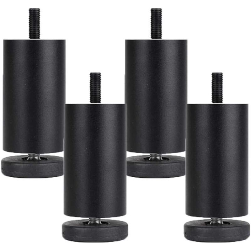 4 Pièces Pieds De Meubles Reglables Pieds De Meubles En Alliage D'Aluminium Meubles Jambes Ronde Métal Pattes De Meuble Table Canapé Lit,noir(10cm)