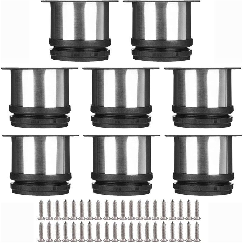 Selected Lot De 8 Pieds De Meubles, Pied Cuisine Réglables Ø 50 Mm/hauteur 50 Mm Ronds Métal Acier Inoxydable Canapé Jambe Table Pieds