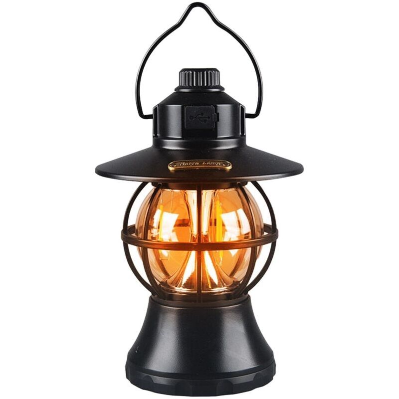 Lanterne De Camping Led Rétro Lanterne Vintage Led Abs,éclairage De Tente Extérieure, Équipement De Camping Pour Accrocher Des Boîtes À Outils, Des Capots De Voiture Et Des Cadres