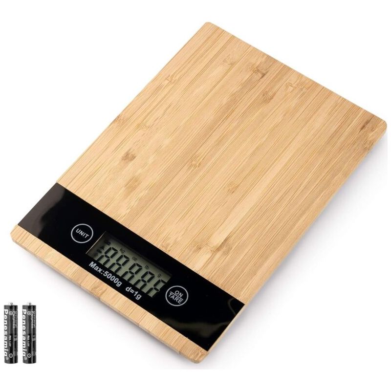 Balance De Cuisine Electronique Aliment 5kg/1g Haute Précision G/lb Oz Ecran Lcd Elégant Pratique Pour Fruit Viande Spaghetti Bureau Boulangerie, Rectangle 23x16x2.2cm