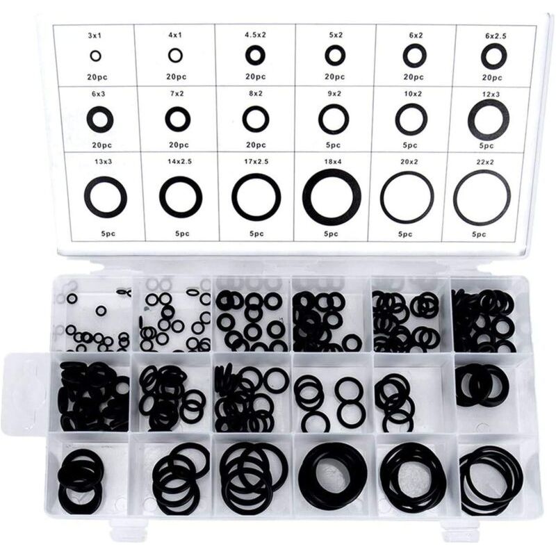 Lot De 225 Joints Toriques - Assortiment De 18 Tailles Différentes - 3-22 Mm