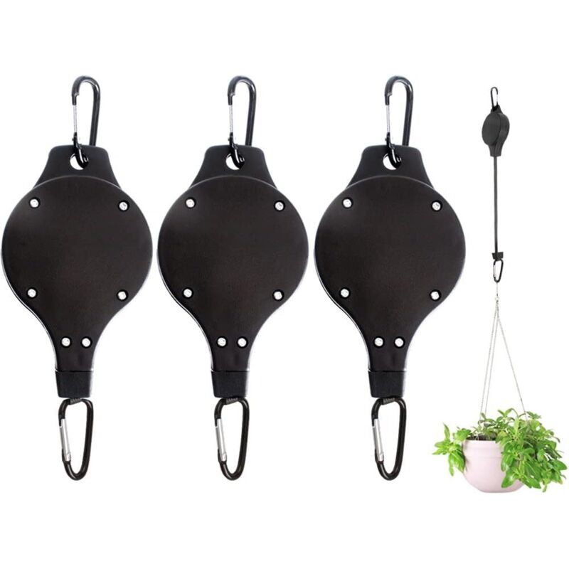 Poulie Pour Plantes Robuste Et Facile À Atteindre Rétractable Poulie Pour Plantes Suspension Pour Suspendre Les Crochets De Paniers De Fleurs Pour Paniers De Jardin 3pcs(7.6 3.5 20cm)