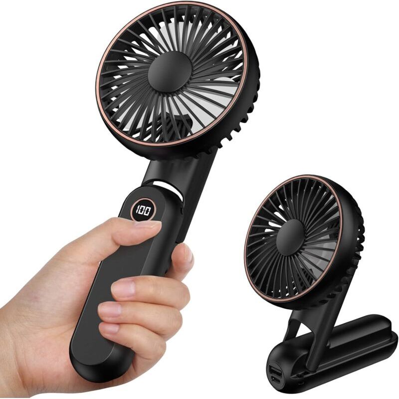 Mini Ventilateur Portatif Rechargeable Usb Avec Base De Batterie 2500 Mah 5 Modes (noir)