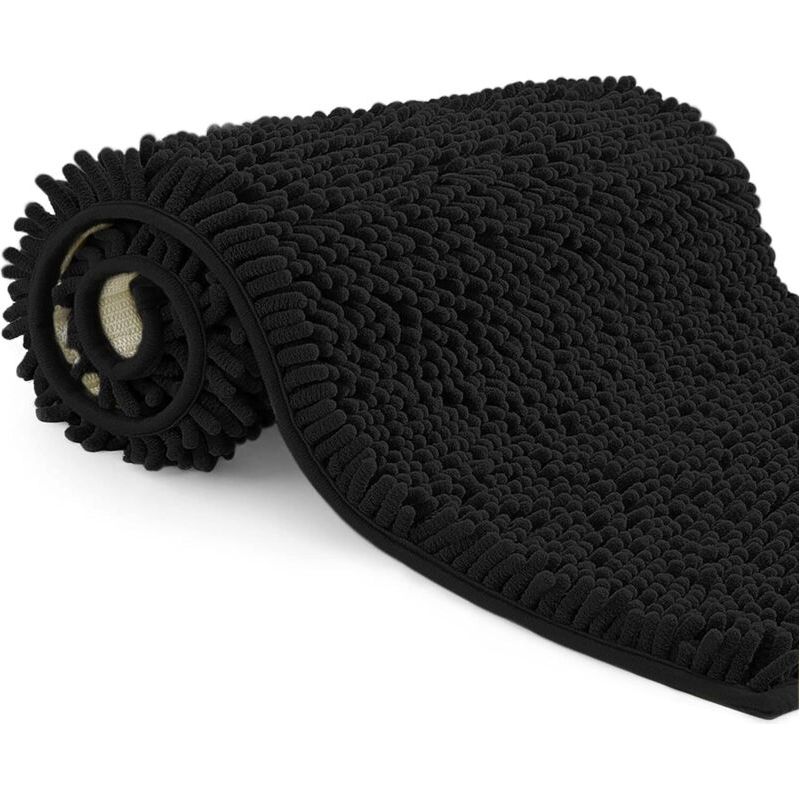 Tapis De Bain En Microfibre, Tapis Salle De Bain Longueur 50 X 80 Cm, Tapis De Wc, Doux, Antidérapant,noir