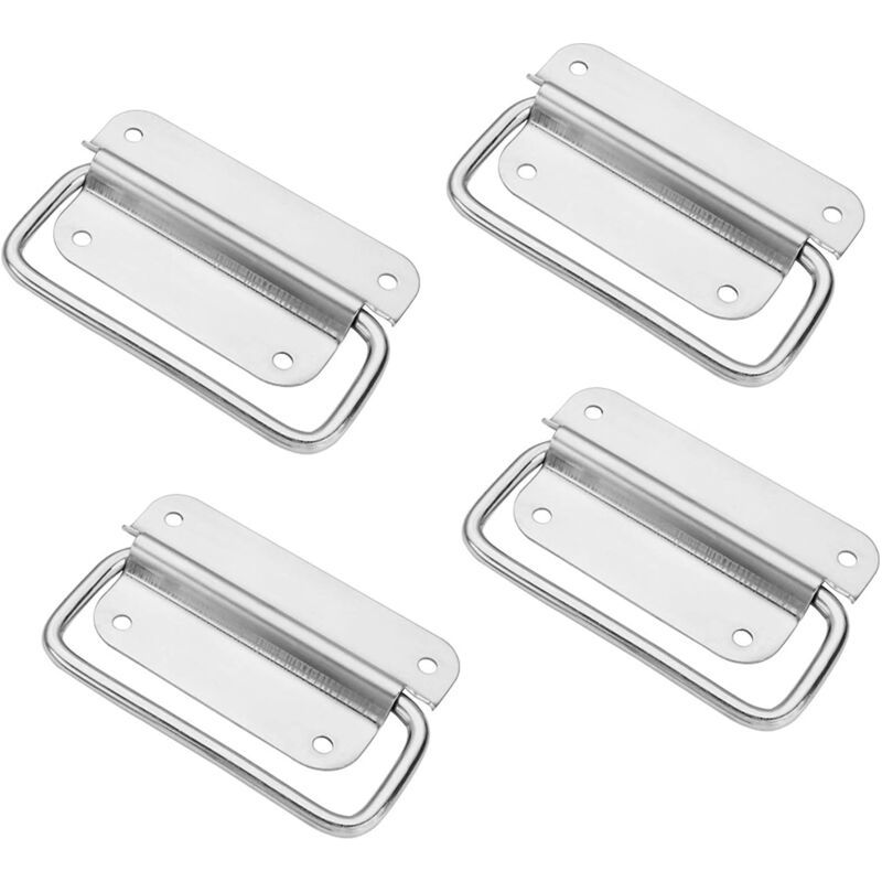 Poignées Pliante Traction D'Acier Inoxydable, Poignée De Caisse Poignées Caisse Pliante Poignée Boîte Outils, Porte En Métal Extracteur Poignée,pour Boîte À Outils,porte Armoire,trappe(4 Pièces)