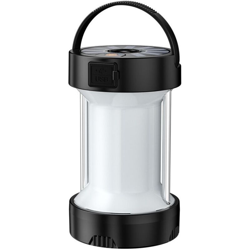 Lampe De Camping Extérieure Rechargeable De Type C, 1000 Lumens, 4 Modes Alimentés Par Batterie, Lampe De Secours À Led Solaire Multifonction Étanche Pour Le Camping, La Randonnée, La Pêche Noir