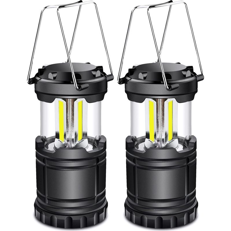 Lanterne Camping Led, Lampe Camping Portable 350lm Avec Poignées En Métal, Pour Tente Camping Randonnée Pêche Cave Etc, 2 Pièces [classe Énergétique A+]