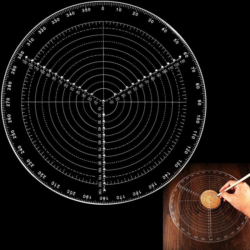 Creuset Circulaire Transparent En Acrylique De 300 Mm (11,8 Pouces) Pour Le Tournage Sur Bois. Outil De Centrage Pour Le Tournage, Le Traçage De Cercles Et Le Travail Du Bois. Gabarit Circulaire Trans
