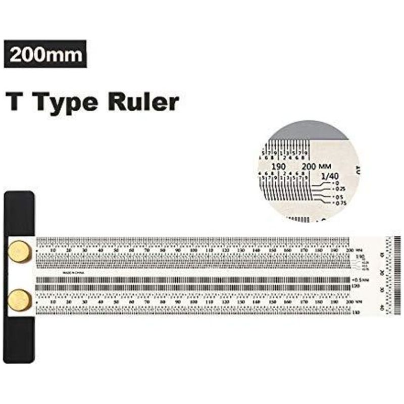 Marquage Règle En T Haute Précision Le Travail Du Bois Règle De La Ligne De Traçage À L'Échelle Avec Des Trous Règle De Traçage Jauge Outil De Mesure Outils De Marquage De Menuisier (200 Mm)
