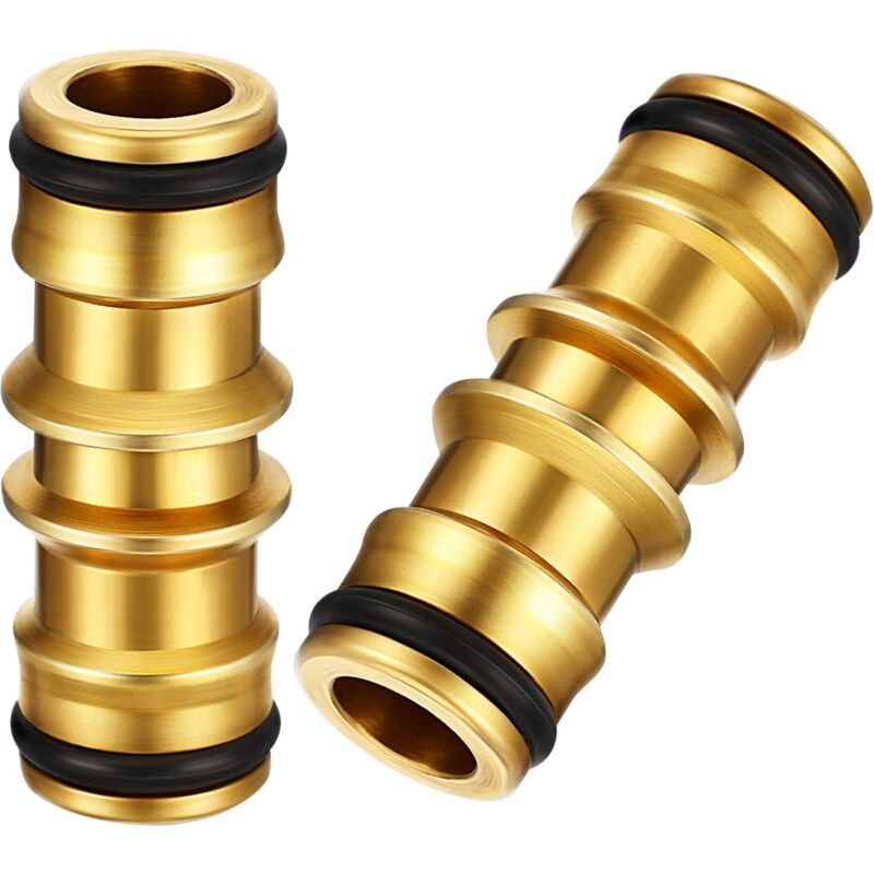 Paquet De 2 Raccords De Tuyau De Jardin En Laiton Pour Robinet De Tuyau De Jardin (double Connecteur Mâle En Laiton)