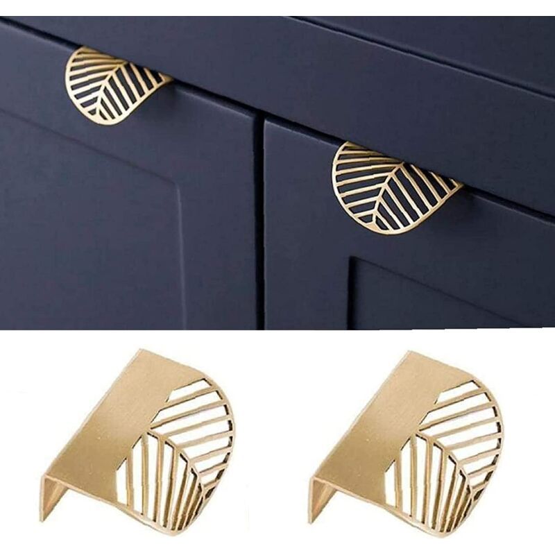 4 Pièces Bouton De Meuble Doré, Forme De Feuille Poignées De Meuble, Poignées D'Armoires En Métal Dissimulées, Pour La Maison, Tiroir, Placard, Avec Vis