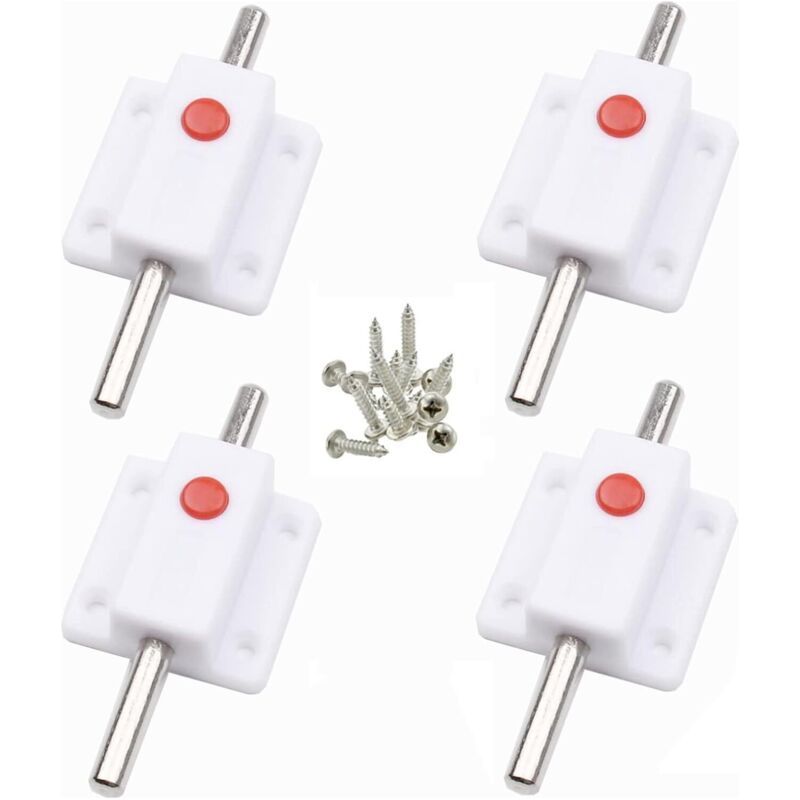 4 Pièces Serrure À Boulon De Porte, Loquet De Sécurité À Bouton À Ressort Automatique, Loquets De Porte Intérieurs Et Extérieurs Pour Placard, Fenêtres, Armoires, Chambre, Cuisine (blanc)