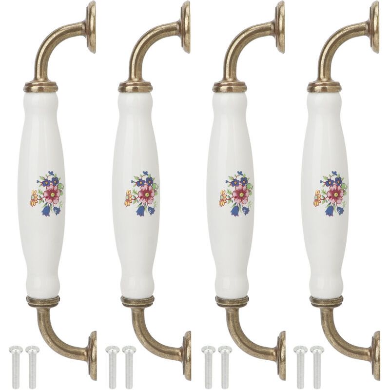 Lot De 4 Poignées En Céramique De Style Européen, Entraxe De 160 Mm, Pour Portes Et Tiroirs De Placards