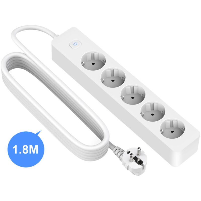 Electric Rallonge Multiprises 5 Prises 2p Blanche 1.8m, Blanc