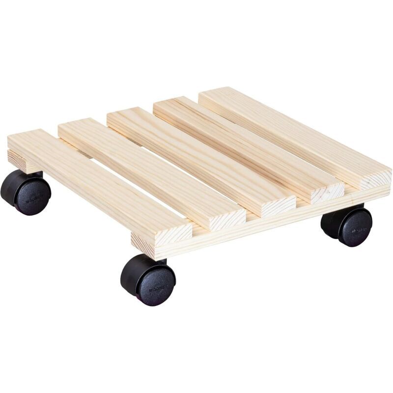 Support À Roulettes Pour Pot De Fleur 25 X 25 Cm I Roule Pot De Plant Pour L'Intérieur I Suport Roulant En Bois Massif