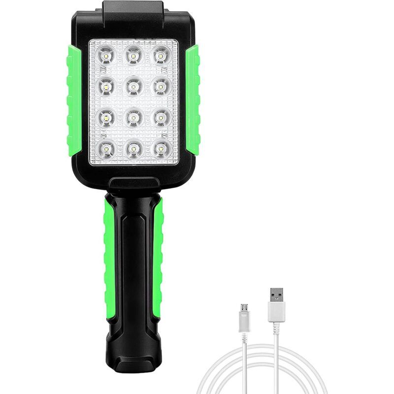 Lampe De Travail Led, Charge Usb Pliable Lampe De Travail Extérieure Lampe D'Inspection Lumière D'Urgence Multifonctionnelle Avec Crochet De Suspension Magnétique Pour Camping Randonnée Réparation Ave