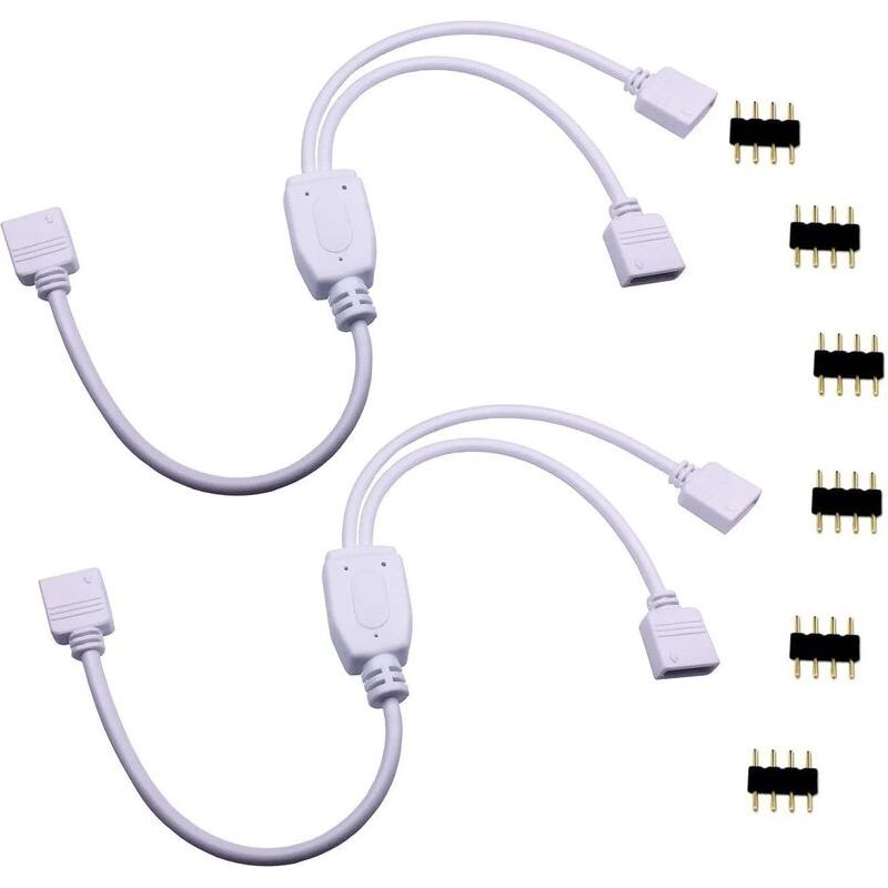 2pcs Câble Diviseur 1 À 2 Bande Led Rgb Câble Séparateur Ruban Led Répartiteur Dc À 2 Voies 1 To 2 Led Splitter Cable 4 Broches Rallonge Pour Smd 5050 3528 2835 Rgb Led Strip -30cm, Blanc [classe Éner