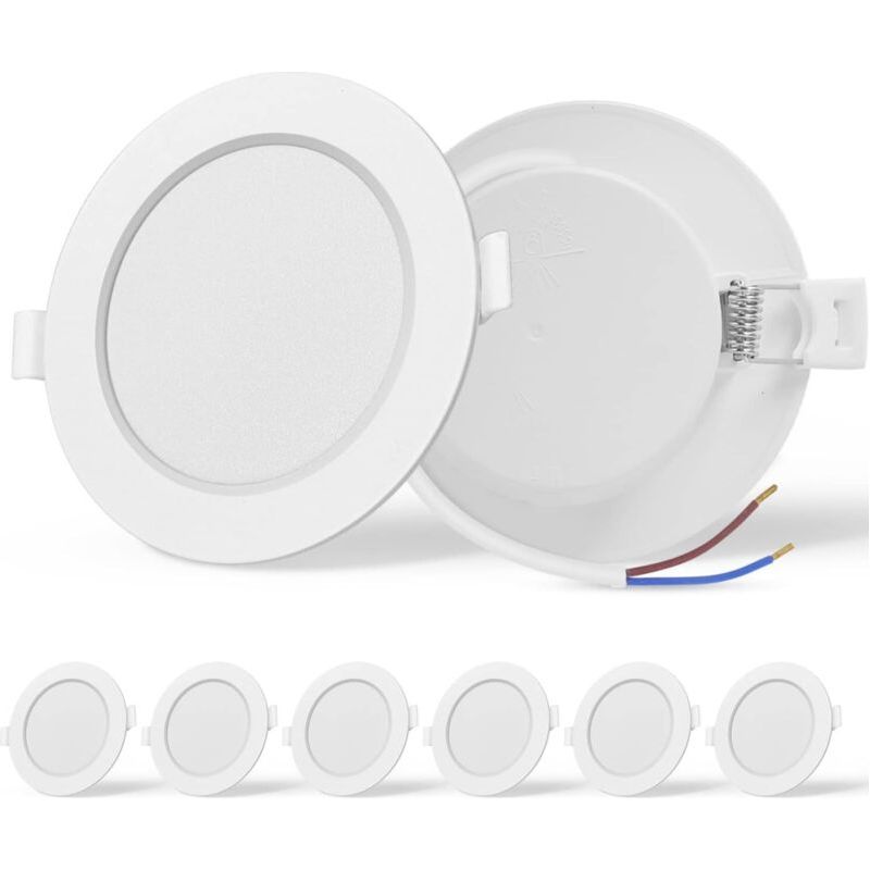 Aougo – Lot De 6 Spots Led Encastrés 9w – Équivalent 72w Incandescence – Lumière Naturelle 4000k – Ac 230v – Pour Salle De Bain Et Salon – Taille Trou 90-110mm