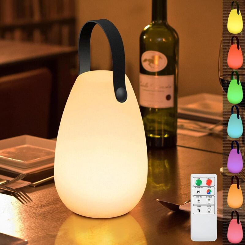 Lampe De Table Extérieure Gradable Lampe De Table Sans Fil 8 Couleurs Avec Télécommande Portable Lampe De Table Pour Exterieure Jardin Salon Terrasse Lanterne Intérieure
