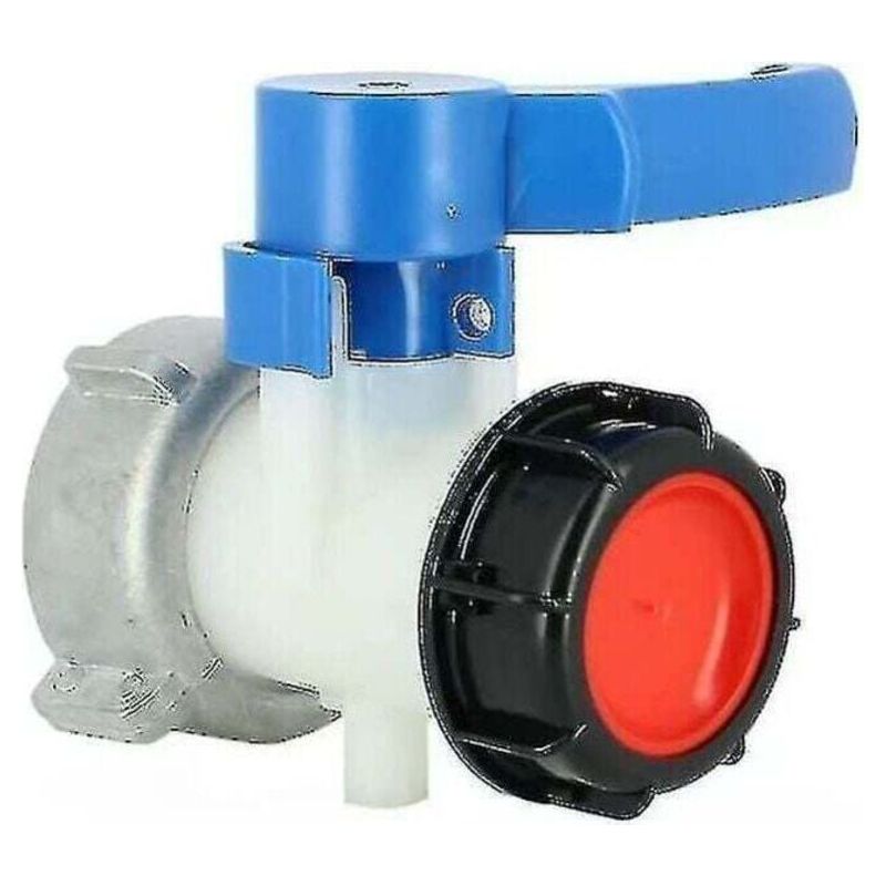 Aougo – Vanne Papillon En Aluminium Pour Réservoir Ibc 1000l – Écrou Flottant S75x6 – Sortie Mâle S60x6 – Longueur 132mm