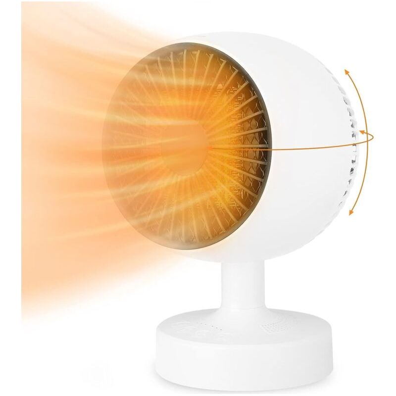 Chauffage Soufflant Chauffage Électrique Ptc 500 W, Réglage Haut Et Bas 120° + Réglage Gauche/droite 160°, 3 Modes De Chauffage, Bouton Tactile, Bureau De Salle De Bain