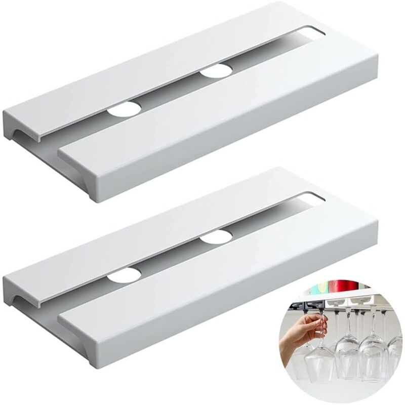 2 Pièces Porte-verre À Vin, Porte-verres À Pied, Support Verre À Vin Deux Rangées, Support À Verre À Vin Suspendu, Verres À Pied Suspendu Support, Pour Cuisine, Maison, Bar, Étagères, Restaurant(blanc