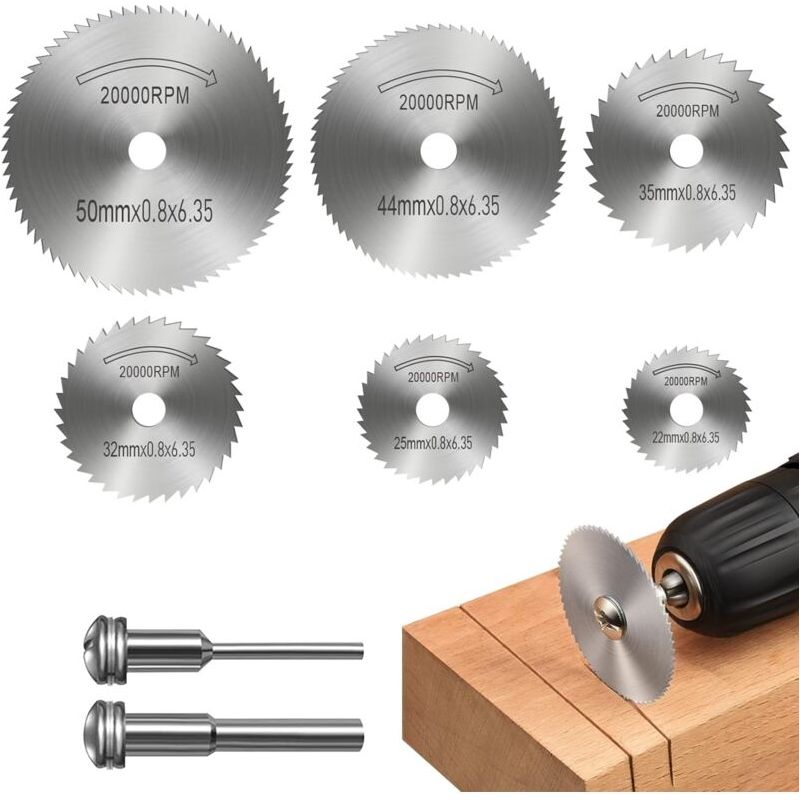 Disques De Coupe Pour Outil Rotatif, Lames De Perceuse À Disque, Mini Lames De Scie En Acier Rapide Circulaire(8 Pièces)