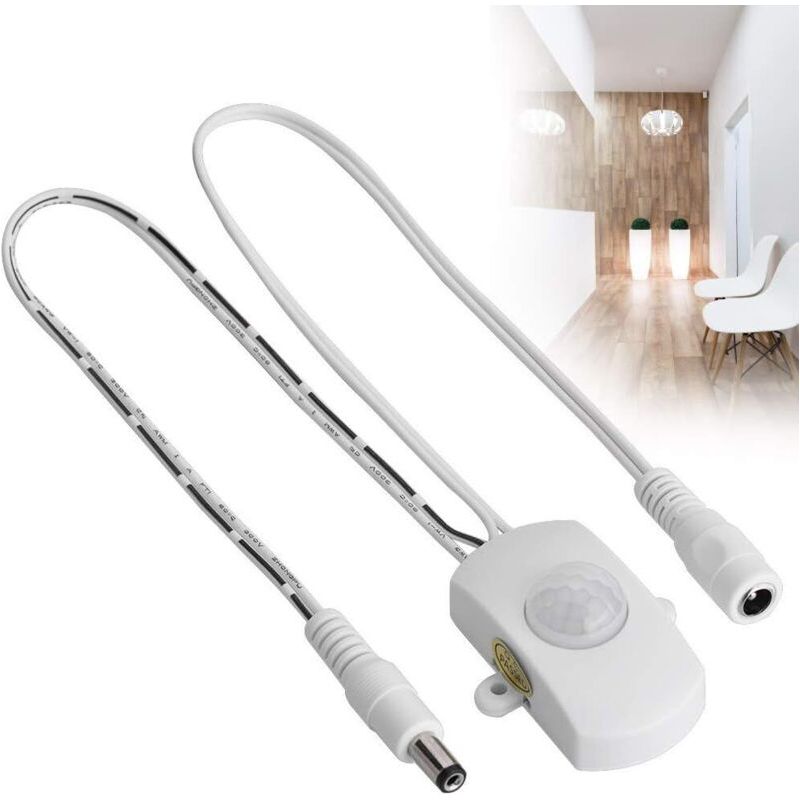 4a Dc 5-24v Mini Détecteur De Mouvement Infrarouge Pir Commutateur Bande Lumineuse Flexible Led, Blanc Noir (blanc)