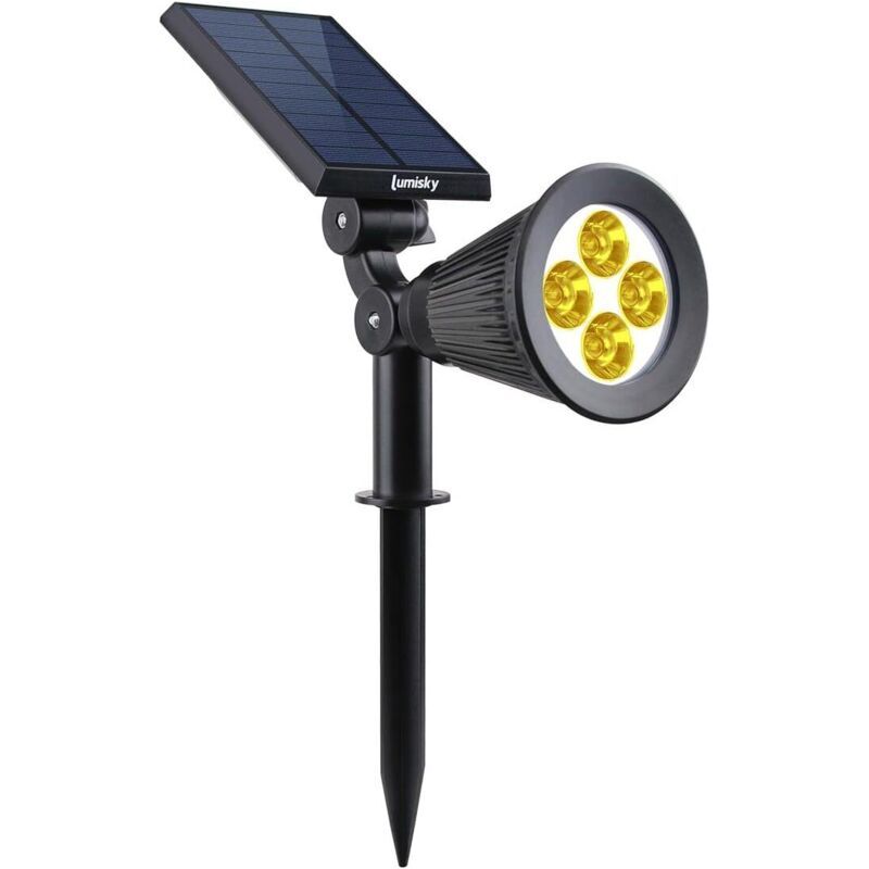 Spot Solaire Projecteur 2 En 1 À Piquer Ou À Fixer Dimmable Led Blanc Chaud，29 X 9.5 X 34 Cm（1 Pcs）