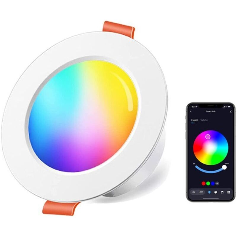 Spot Encastré Led 10w (équivalent À 80w) Rgb Dimming Couleur Rgbw Ip44 3000-6500k Rond Dimmable Télécommande Encastré (ensemble De 4)